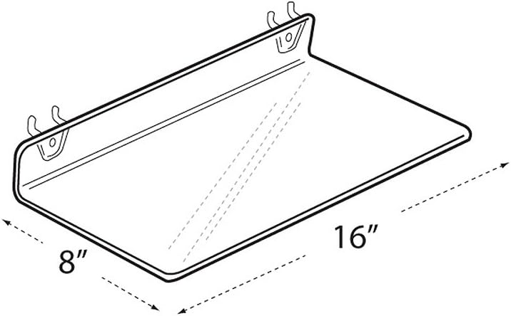 Azar Displays Clear Acrylic Shelf for Pegboard or Slatwall (4 Pack)