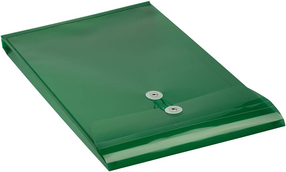 JAM PAPER Open-End Plastic Envelopes, Button & String