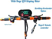 E10 Max Electric Scooter 2025, 2000W Motor, 48V Battery, LED Lights, 15/25/65 km/h, Foldable & Adjustable, with huge LED display meter,