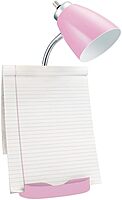 Simple Designs LD1056-PNK Gooseneck Organizer Desk Lamp with Tablet Stand, USB Port, Adjustable Height, Pink