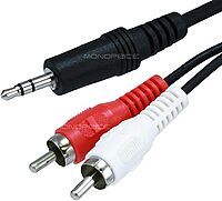 Monoprice Audio/Stereo Cable - Single 3.5mm TRS Plug to Dual RCA Plug, Mp3 Player/Phone Headphone Output to Home Audio
