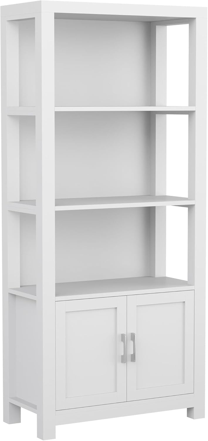 Martha Stewart Hutton Four Tier Shaker Bookcase with Storage Cabinet