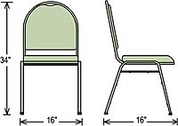 National Public Seating Dome Vinyl Upholstered Padded Stack Chair Panther Black, Silvervein