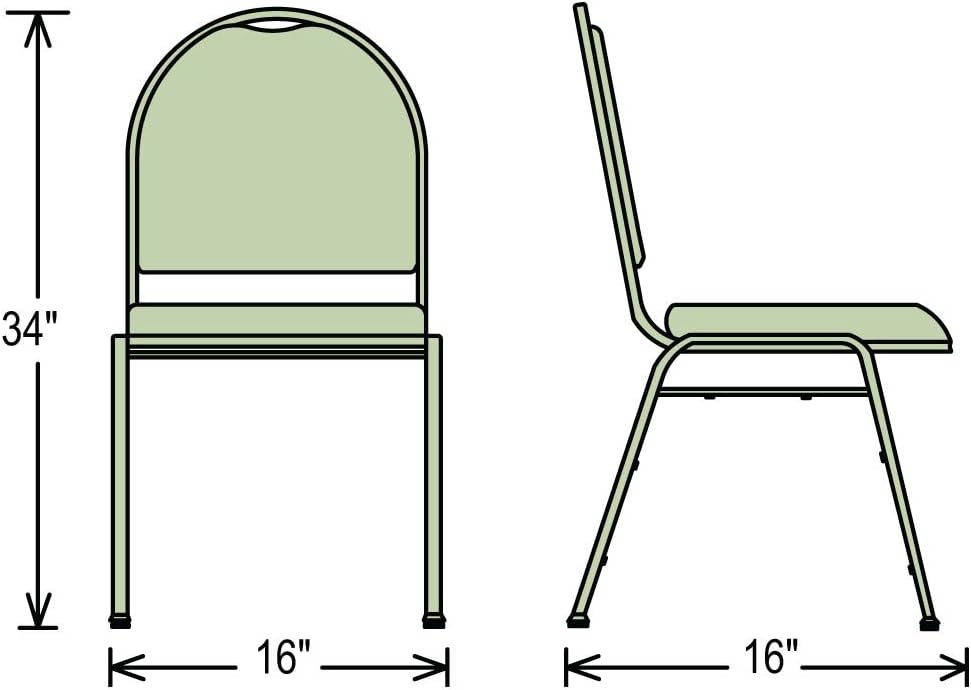 National Public Seating Dome Vinyl Upholstered Padded Stack Chair Panther Black, Silvervein