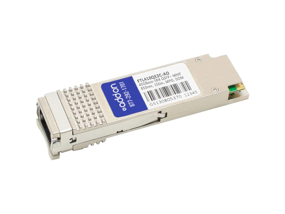 AddOn Finisar FTL410QE2C Compatible TAA Compliant 40GBase-SR4 QSFP+ Transceiver (MMF, 850nm, 150m, MPO, DOM)