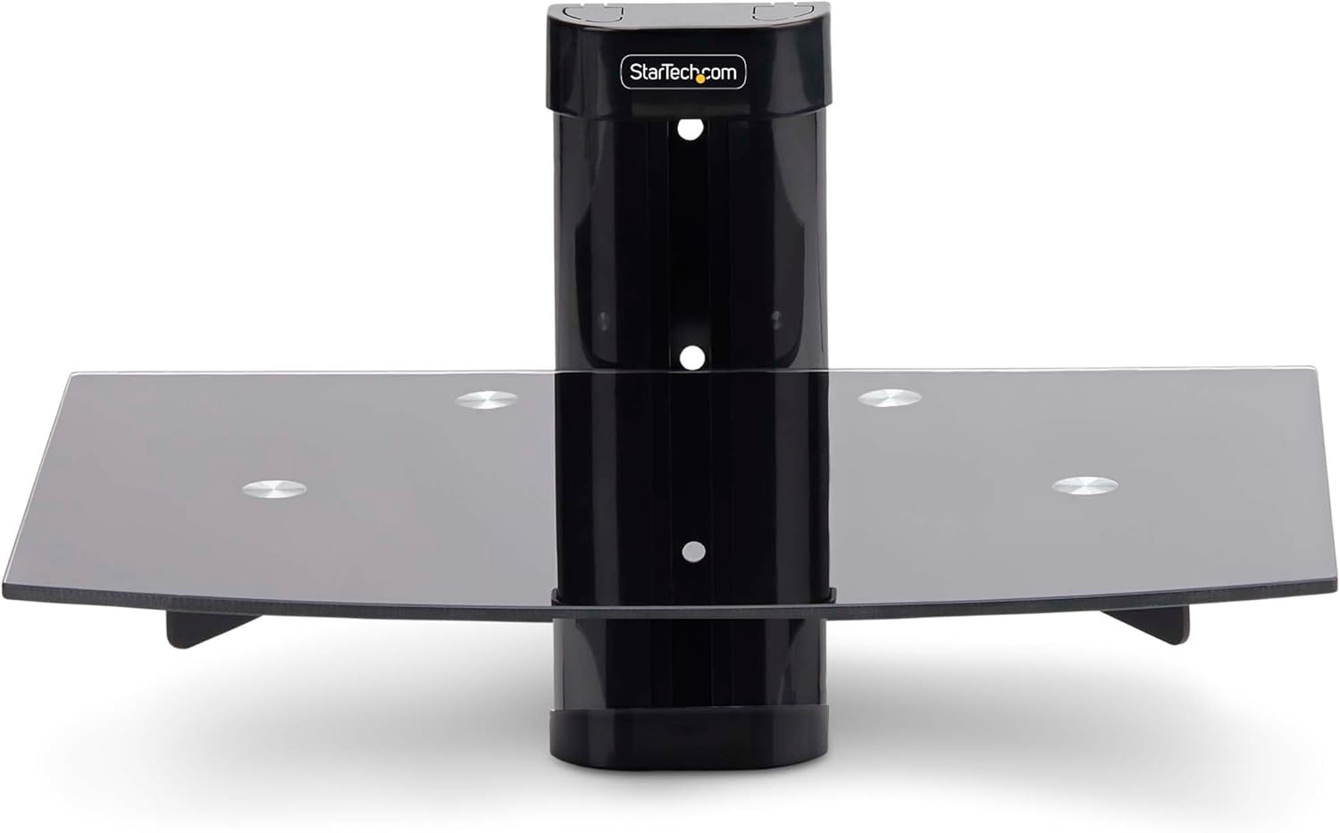 StarTech.com Floating Wall-Mounted AV Shelf, 5mm Black Tempered Glass, Adjustable Height