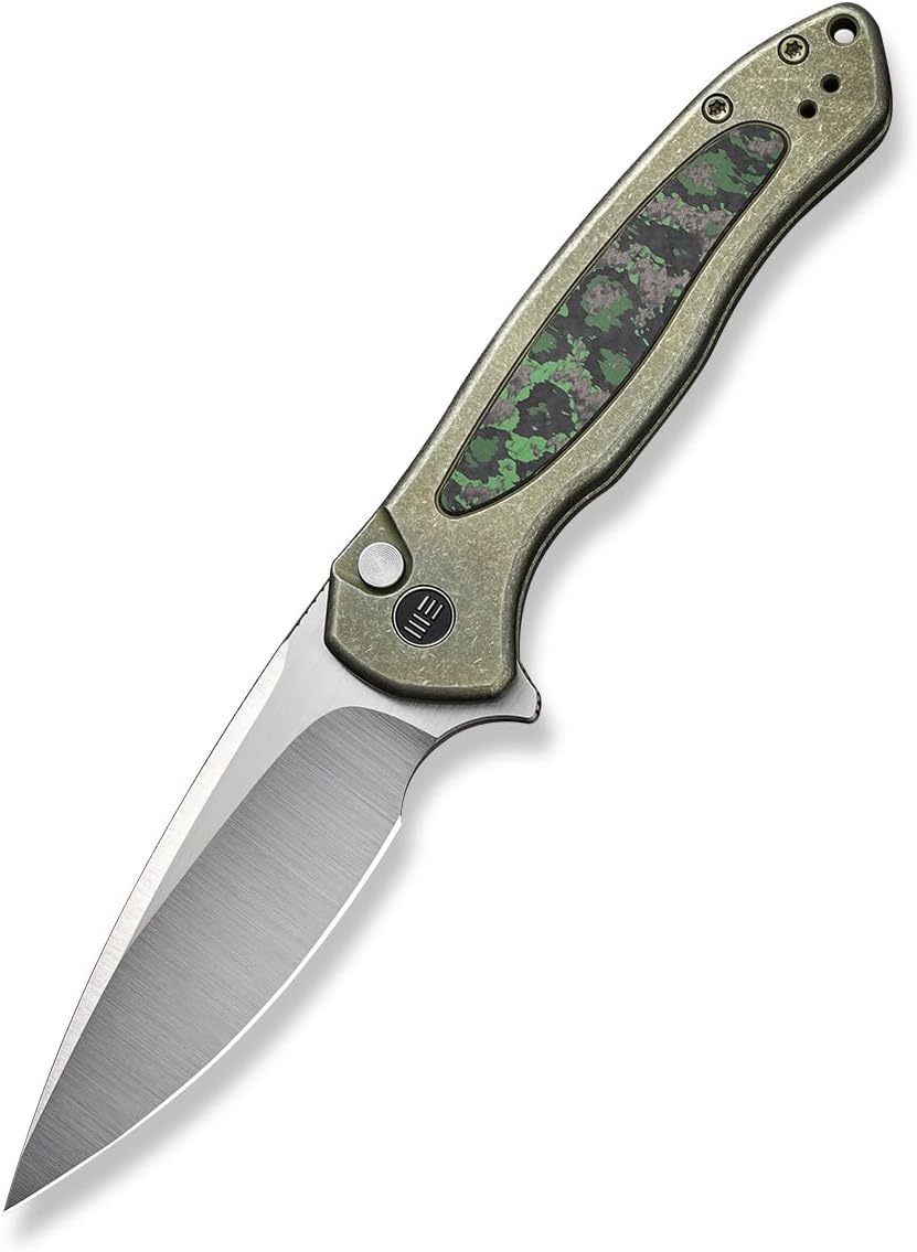 WE Knife WE19002N-2 Green Titanium Handle with Jungle Wear Fat Carbon Fiber Inlay