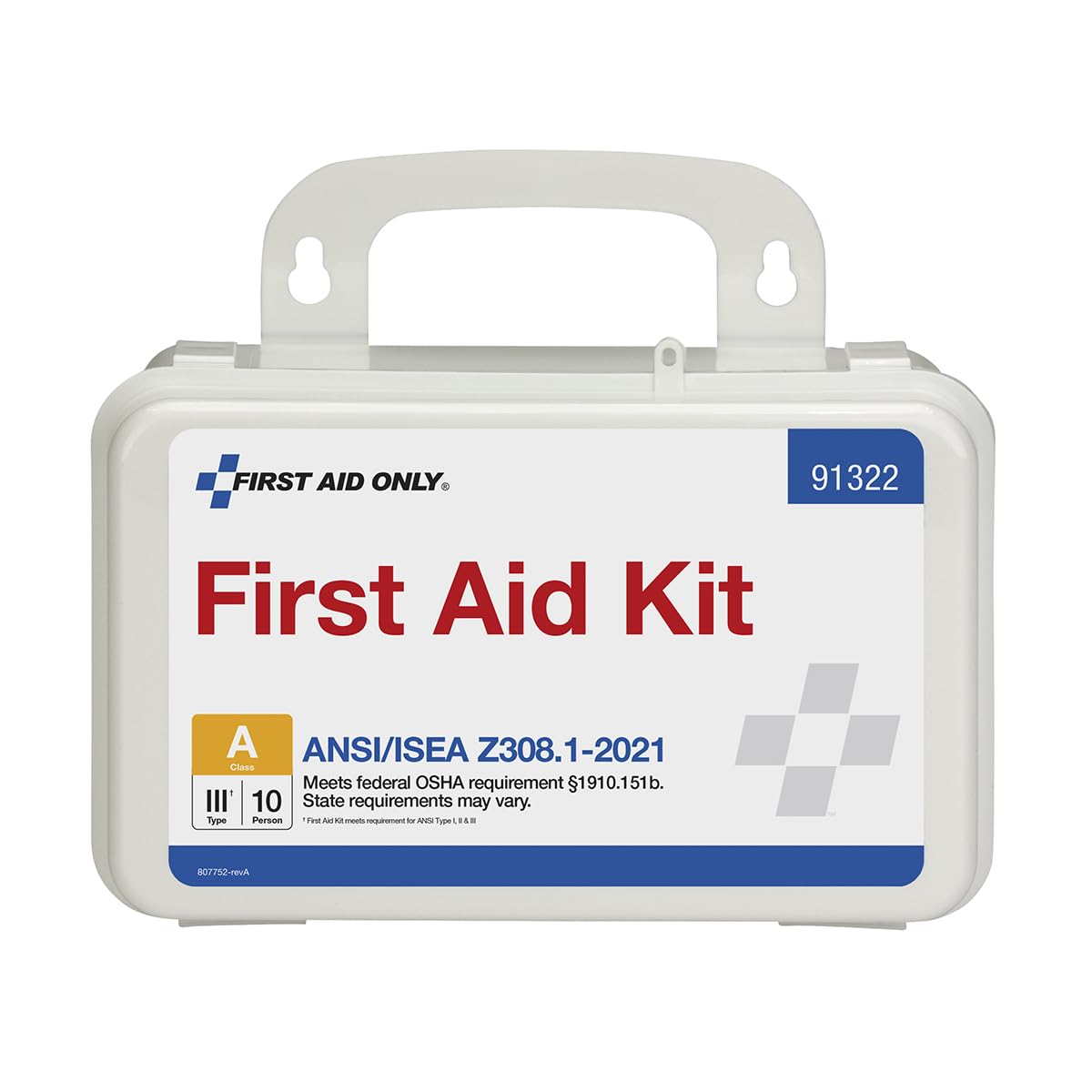First Aid Only 91322 ANSI A 2021 and OSHA Compliant First Aid Kit, 10-Person Emergency First Aid Kit for Business, Home, Car