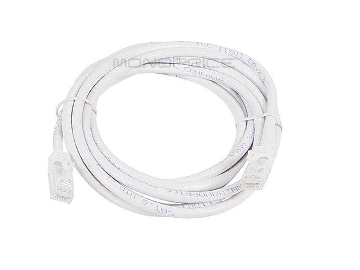 Monoprice Cat6 10ft White Patch Cable UTP 24AWG 550MHz Pure Bare Copper Snagless RJ45 Flexboot Series Ethernet Cable