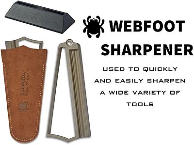 Spyderco Webfoot Sharpener - Carbon Steel Design with Cubic Boron Bitride Coating - Includes Suede Pouch and Base - 308CBN