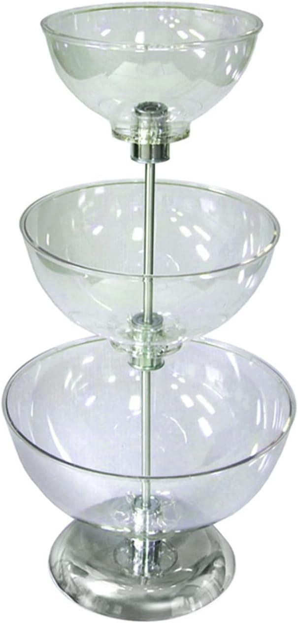Azar 720302 Three-Tier 8", 10", & 12" Bowl Counter Display with Overall Height 24" & 8" Chrome Base 3 Tier 8 & 10 & 12 inch