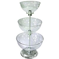 Azar 720302 Three-Tier 8", 10", & 12" Bowl Counter Display with Overall Height 24" & 8" Chrome Base 3 Tier 8 & 10 & 12 inch Bowl