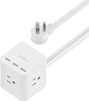 Belkin 6-Outlet Power Cube w/ 3 AC Outlets, 3 USB-A Ports, & 5ft Sturdy Extension Cord - Convenient Compact Cube for Home