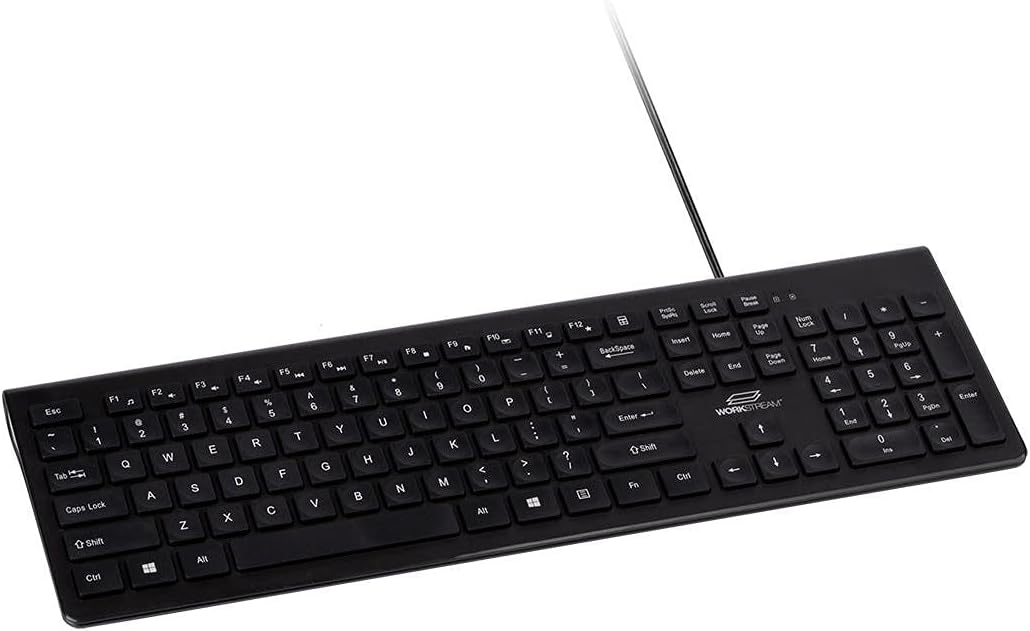 Monoprice Low-Profile Spill-Resistant Silent Keyboard – Membrane Water-Resistant Coating 10 Million Keystrokes
