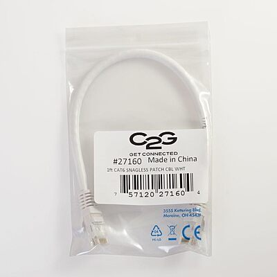 C2G 7ft Cat6 Ethernet Cable - Snagless Unshielded (UTP) - White - RJ-45 Male