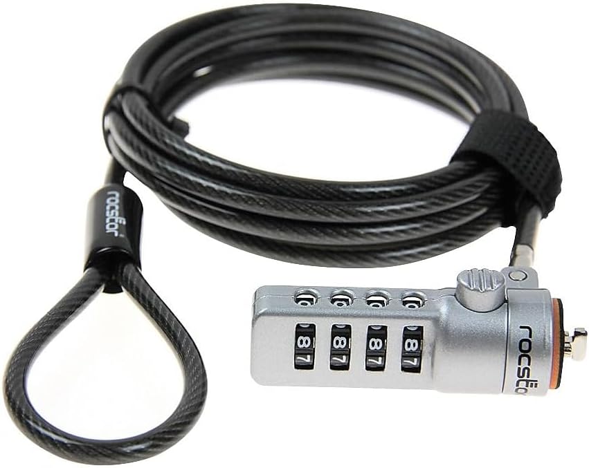 ROCSTORAGE Rocstor Y10C132-B1 Rocbolt Premium Combination Cable Lock - 4-Digit Combination Lock - 6 ft. - for Notebook