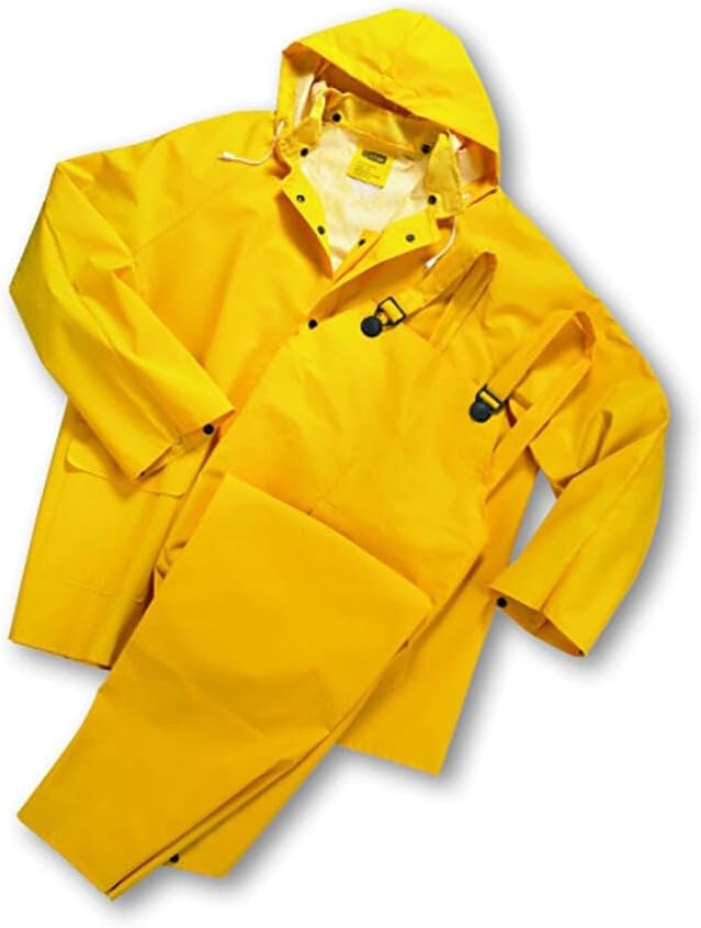 West Chester 4035/XXL 35mL PVC Over Polyester 3Pcs Rain Suit, Detachable Hood - Yellow Each