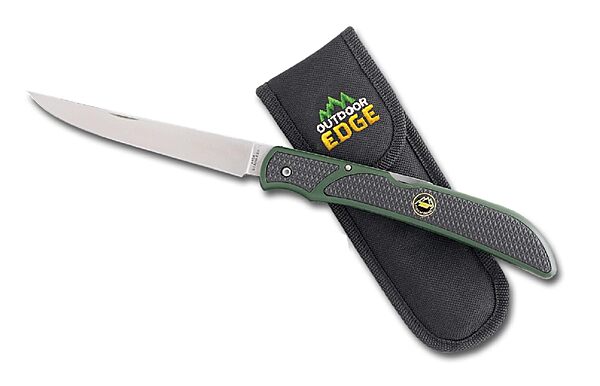 OUTDOOR EDGE Fish & Bone Folding Fillet Knife with 5.0" 440A Stainless Blade - Pocket Clip