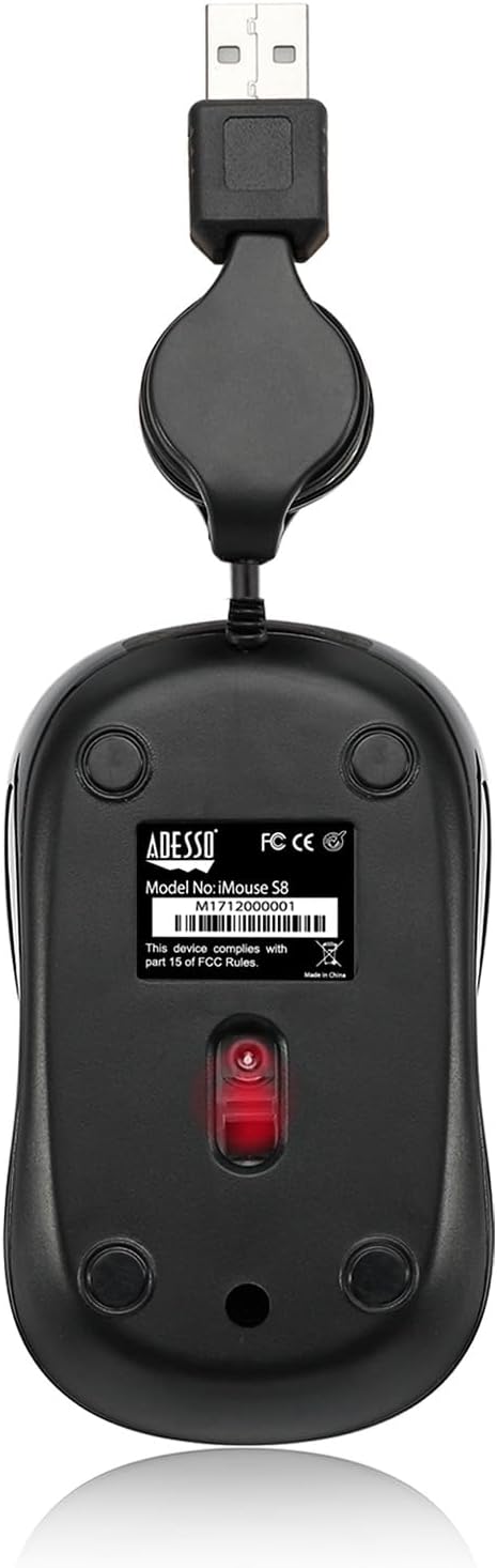 Retractable Mini Mouse iMouse S8B with Built-in Scroll Wheel, Adjustable DPI, Multi-Color LED Backlight