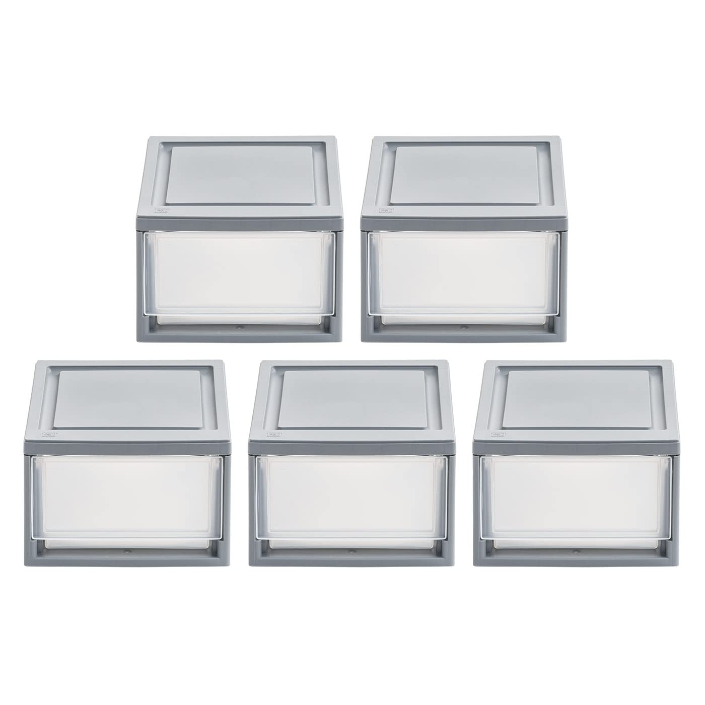 IRIS USA 5-Pack Stackable Storage Drawers, Gray, 13.13 x 8.50 x 5.38 in