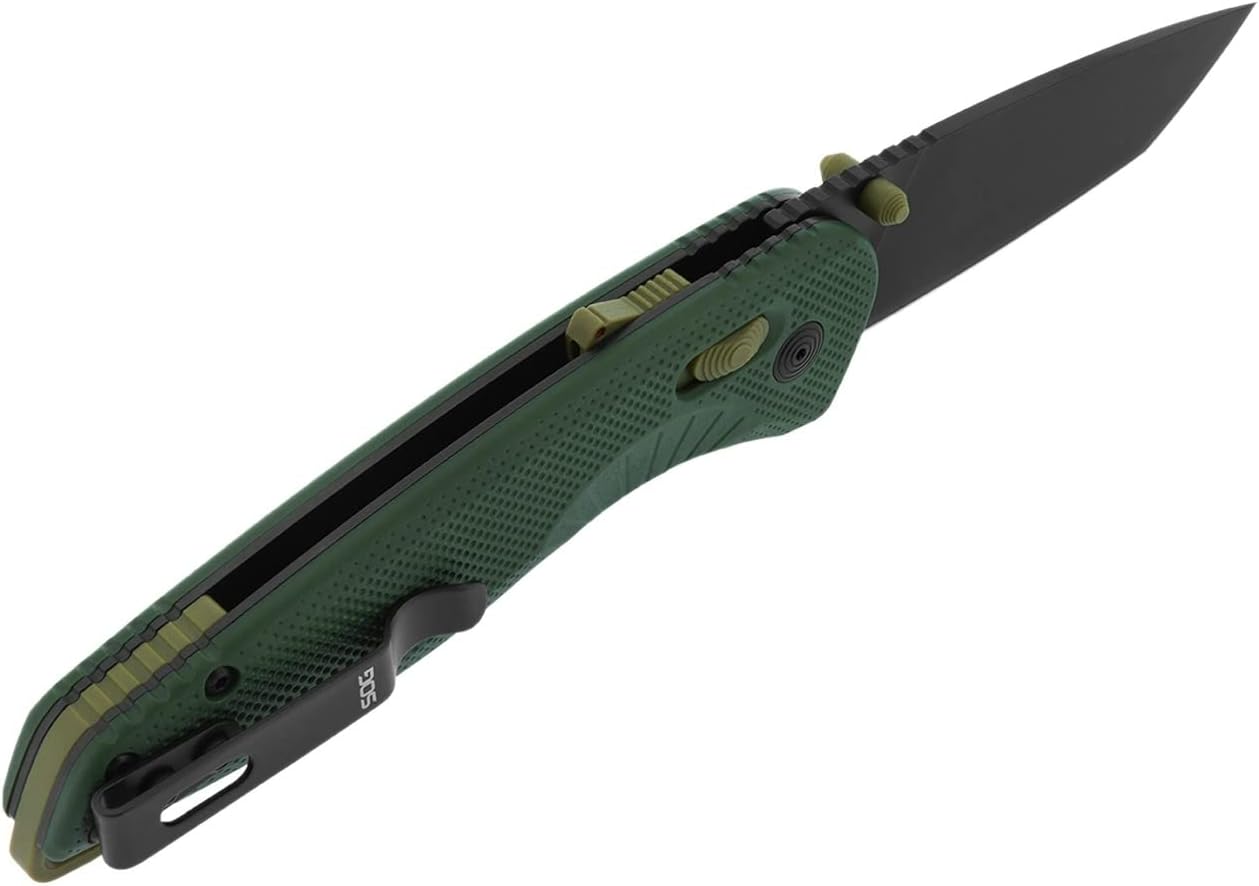 SOG Aegis AT Tanto Assisted Folding Knife, Ambidextrous AT-XR Lock, Heat-Treated D2 Blade, Ergonomic Handle