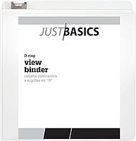 Just Basics D-Ring View Binder, 3" Rings, 38% Recycled, White
