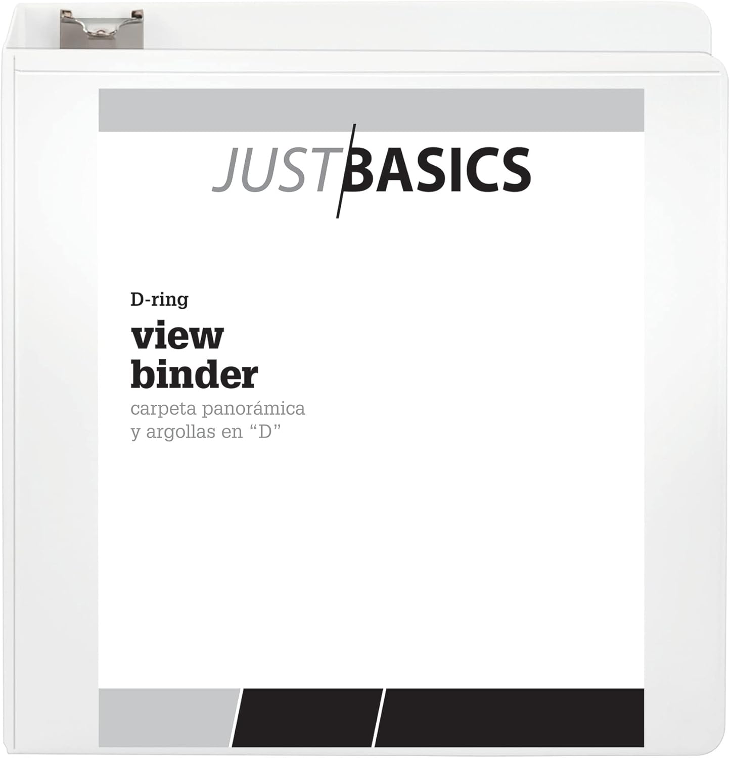 Just Basics D-Ring View Binder, 3" Rings, 38% Recycled, White