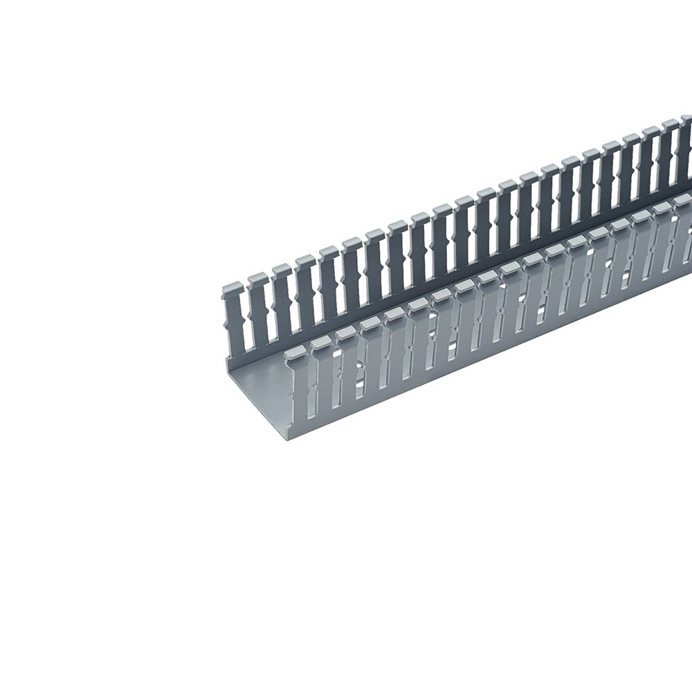 PANDUIT Type F Narrow Slotted PVC Wiring Duct, Light Gray