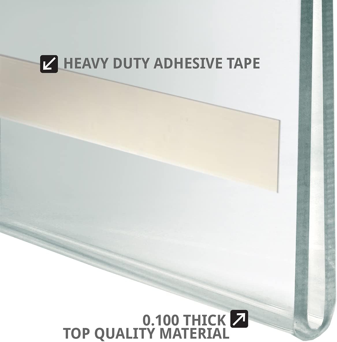 Azar Displays 122011 Self Adhesive Tape Clear Acrylic Wall Sign Holder Frame 11.5" W x 2.5" H - Landscape/Horizontal, 10-Pack