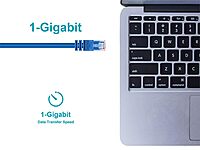 Monoprice 1FT 24AWG Cat5e 350MHz UTP Ethernet Bare Copper Network Cable - Blue