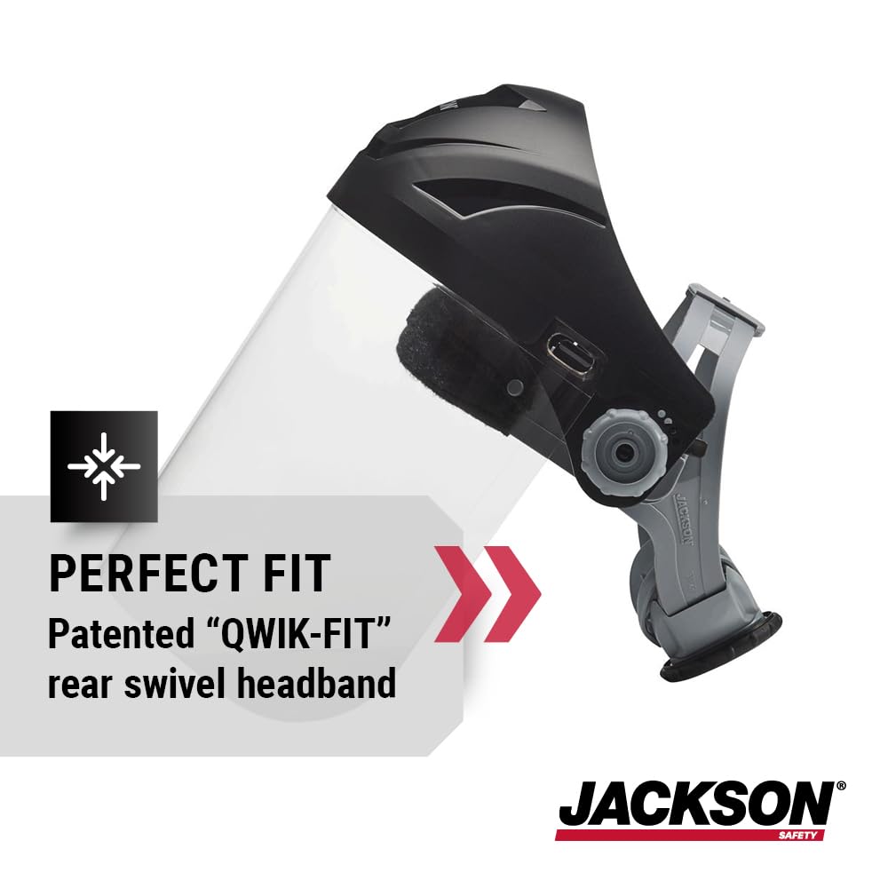 Jackson Safety Lightweight F4XP Premium Face Shield - Mask & Crown with 370 Speed Dial Ratcheting Headgear, ANSI Z87.1