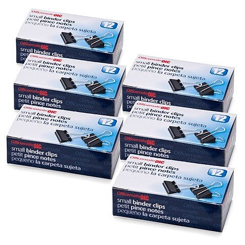 Officemate Small Binder Clips, Black, 6 Dozen per Pack, (72 Total)