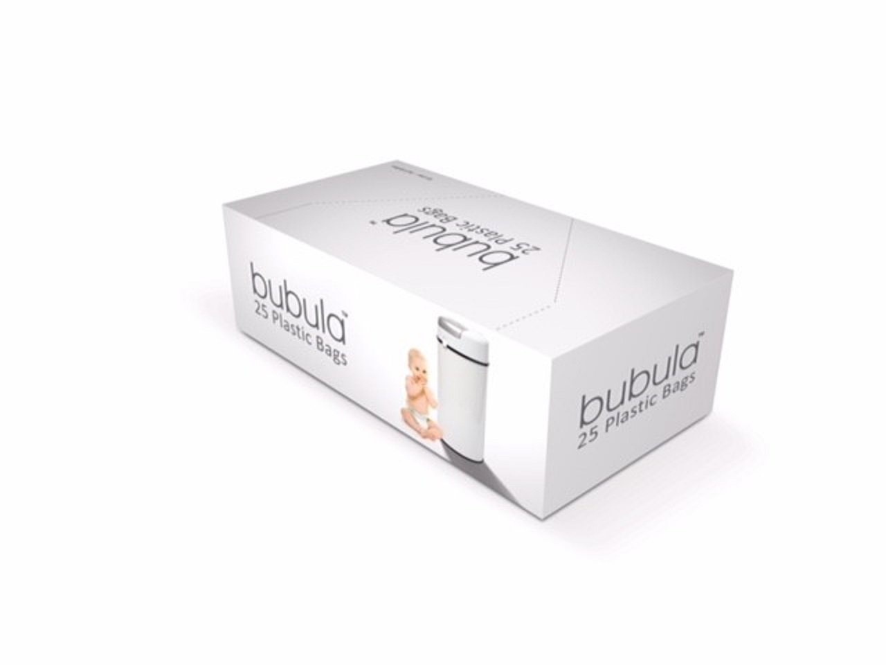 Bubula Plastic Diaper Refill Bags, 14.5 Gallons, White, Pack Of 25 Bags