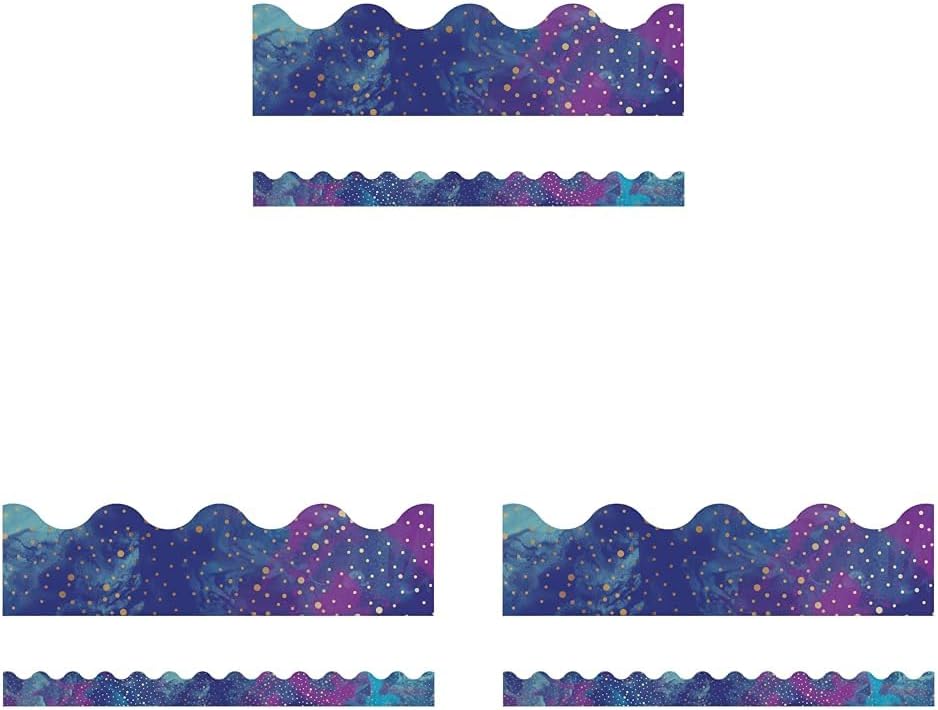 Carson Dellosa Galaxy Bulletin Board Borders, 39 Feet of Scalloped Marble, Gold Dot Classroom Borders for Bulletin Board