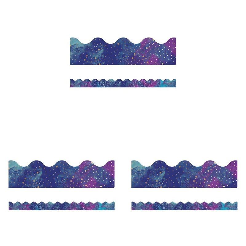 Carson Dellosa Galaxy Bulletin Board Borders, 39 Feet of Scalloped Marble, Gold Dot Classroom Borders for Bulletin Board