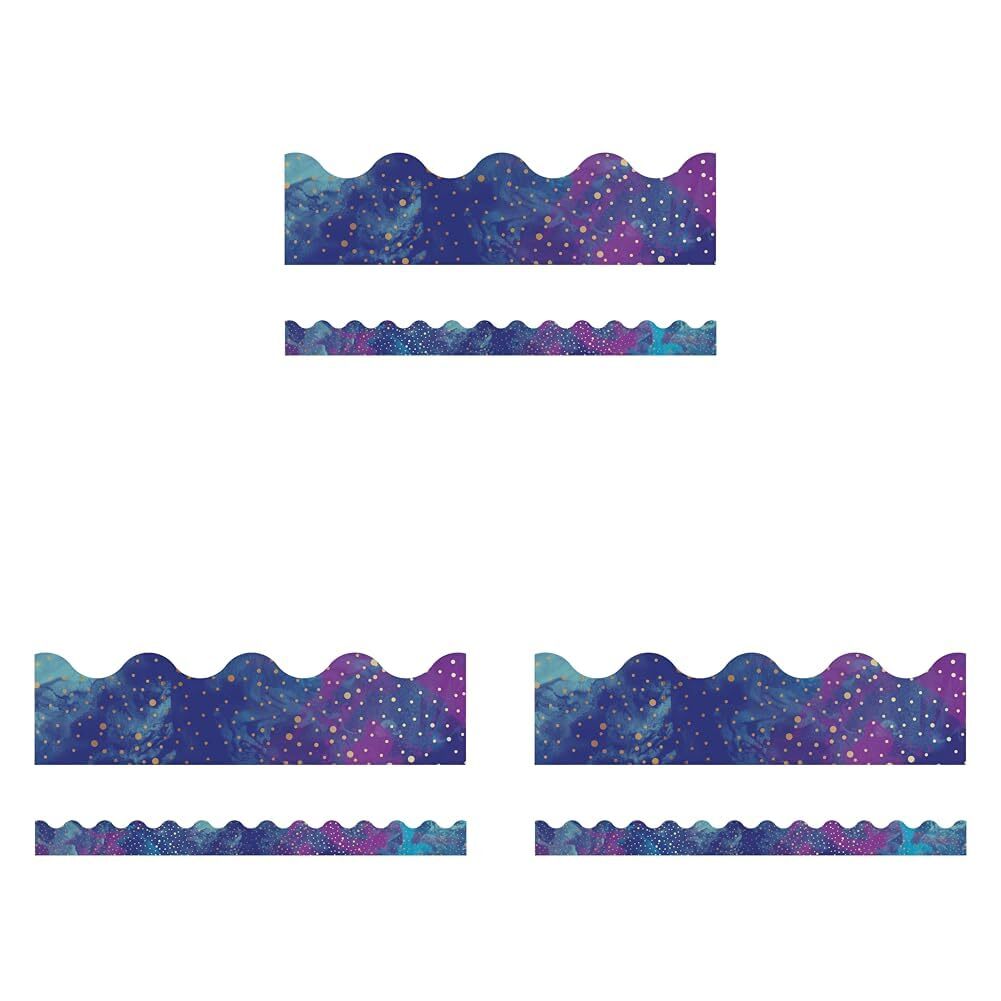 Carson Dellosa Galaxy Bulletin Board Borders, 39 Feet of Scalloped Marble, Gold Dot Classroom Borders for Bulletin Board