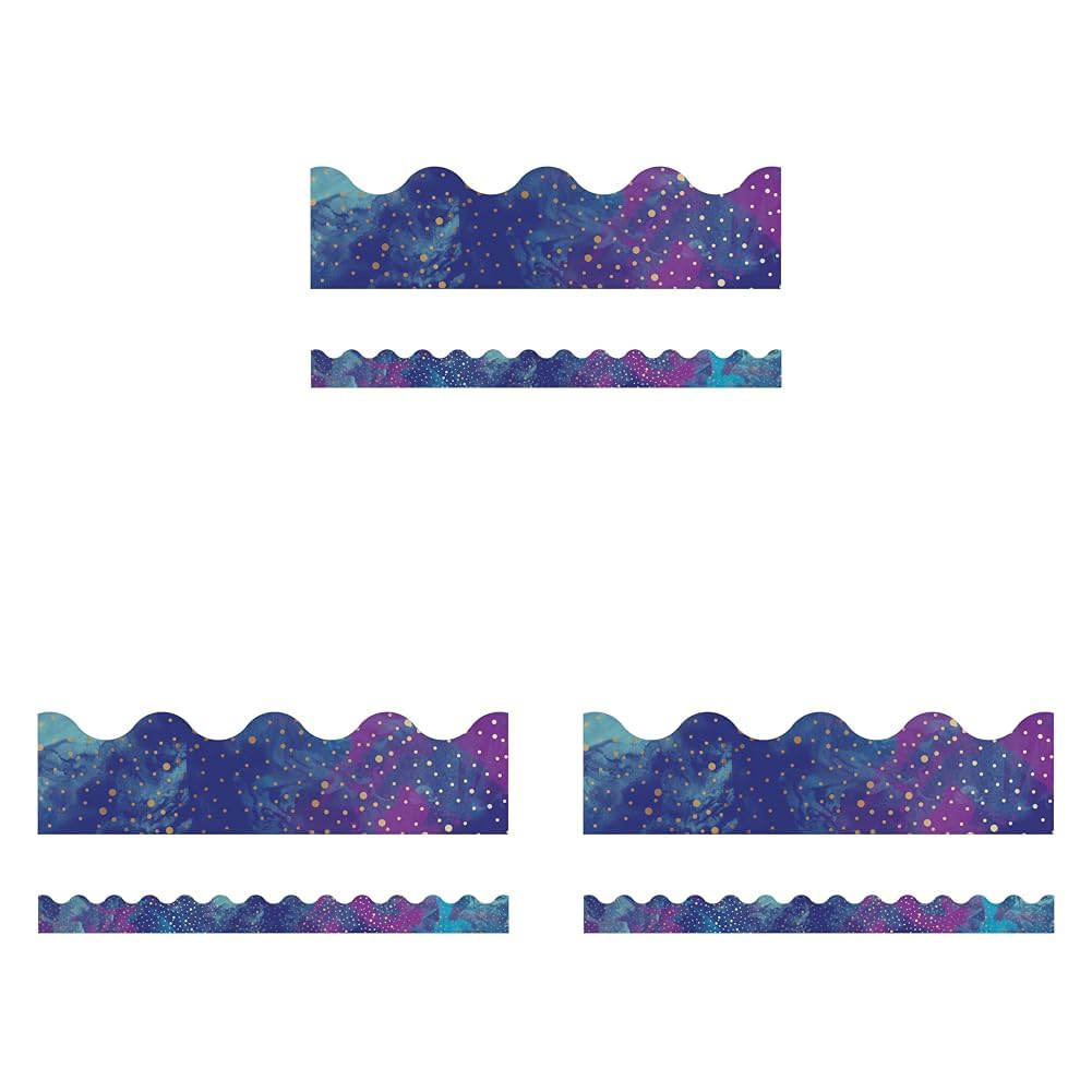 Carson Dellosa Galaxy Bulletin Board Borders, 39 Feet of Scalloped Marble, Gold Dot Classroom Borders for Bulletin Board