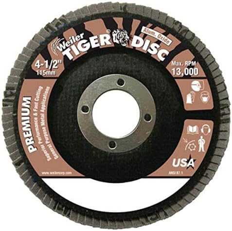 Weiler Type 29 Non-Woven Aluminum Oxide Flap Disc - Coarse Grade - 4 1/2 in Dia 7/8 in Center Hole - 13000 Max RPM