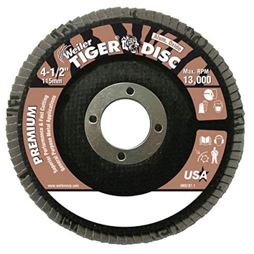 Weiler Type 29 Non-Woven Aluminum Oxide Flap Disc - Coarse Grade - 4 1/2 in Dia 7/8 in Center Hole - 13000 Max RPM