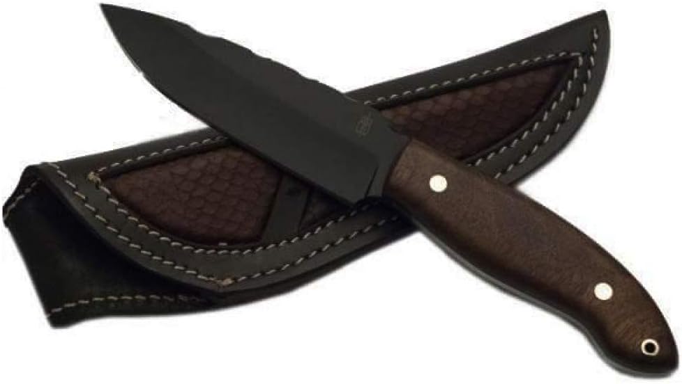 BucknBear Custom Handmade Fixed Blade Tactical Hunting Knife (Burl Wood Handle)