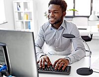 Bostitch Office LED Metal Gooseneck Desk Lamp, Flicker Free, Adjustable Head (VLED1800BK), Black