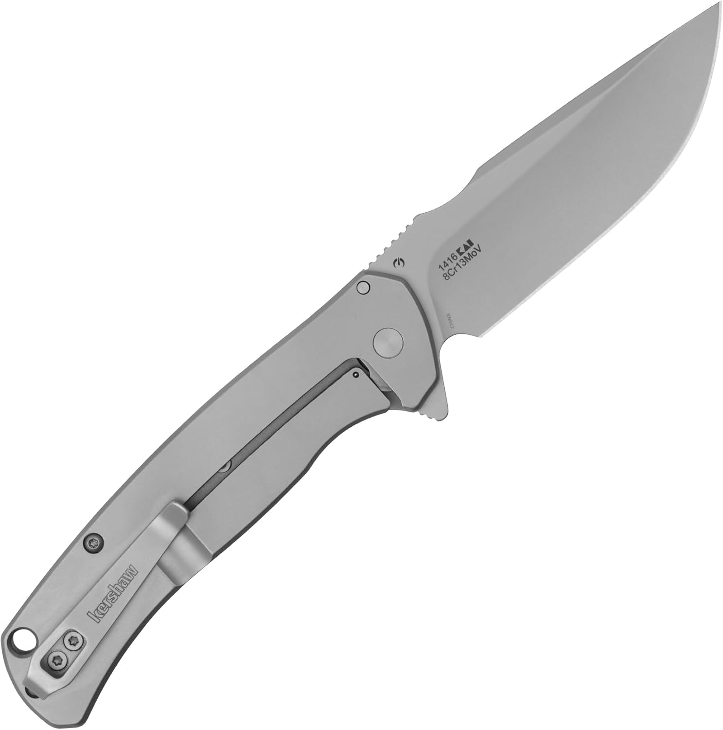Kershaw Scour Folding Pocket Knife, 3.3 inch 8Cr13Mov Silver Blade, Stainless Steel Handle, Frame Lock, Pocketclip