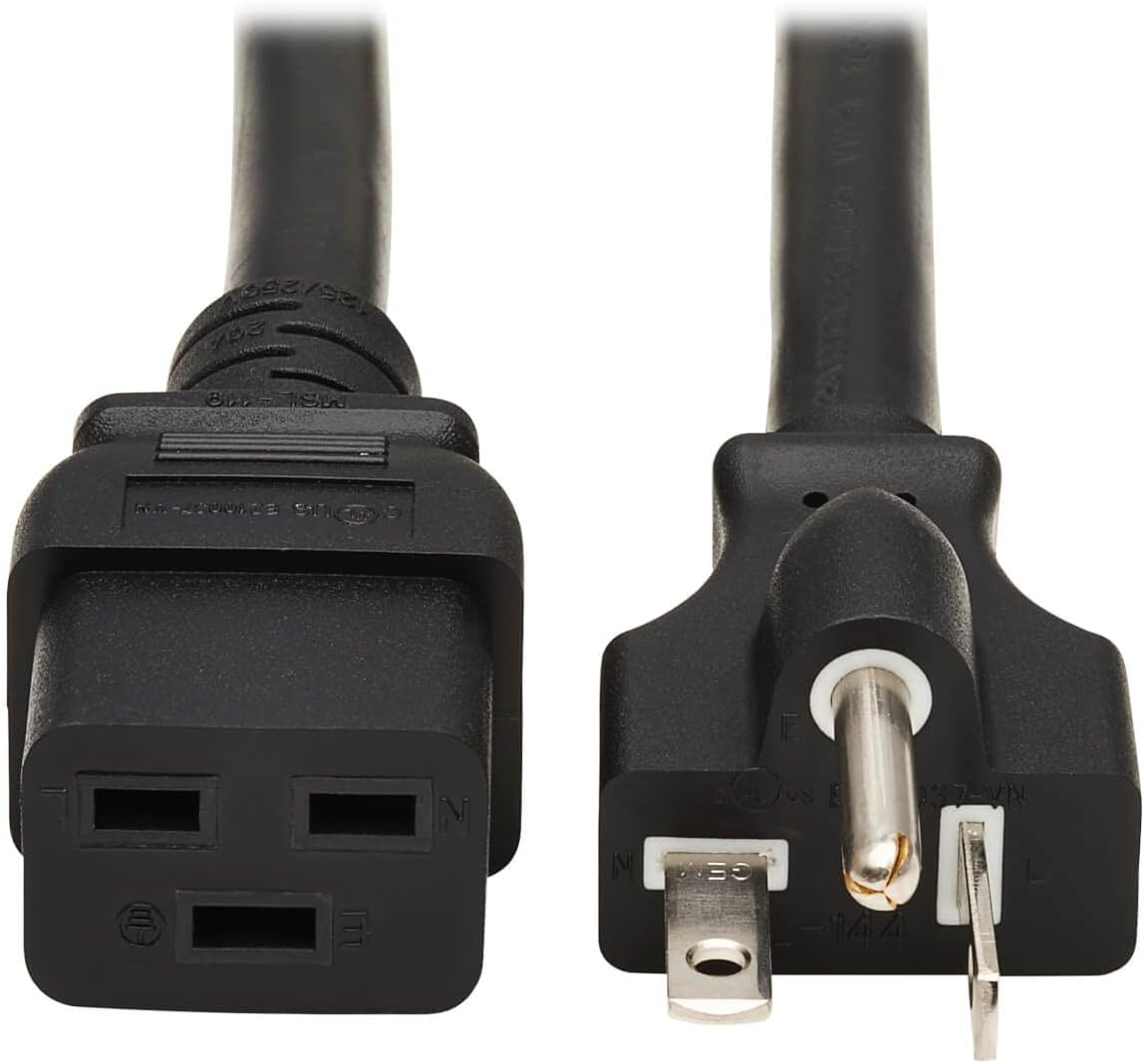 Tripp Lite C19 to NEMA 5-20P Heavy Duty Power Cord, 20A, 125V, 12AWG, Black, 6 Feet / 1.8 Meters (P049-006)