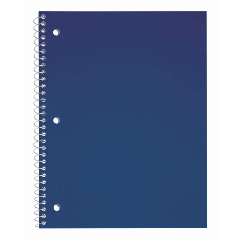 Just Basics® Poly Spiral Notebook, 8 1/2" x 10 1/2", College Ruled, 140 Pages (70 Sheets), Blue