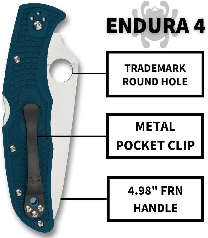 Spyderco Endura 4 Folding Pocket Knife with K390 Steel and Blue FRN Handle - SpyderEdge - C10FSK390