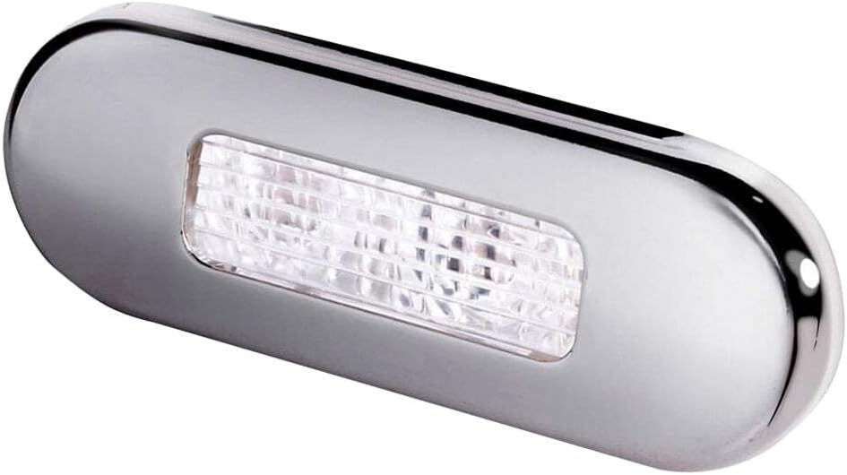 Hella Marine Surface Mount Oblong LED Courtesy Lamp - White LED - Stainless Steel Bezel