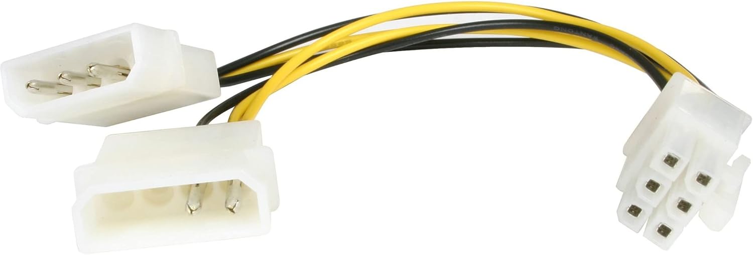 StarTech.com 6in LP4 to 6 Pin PCI Express Video Card Power Cable Adapter - 4 pin internal (M) to 6 pin PCIe power (M)