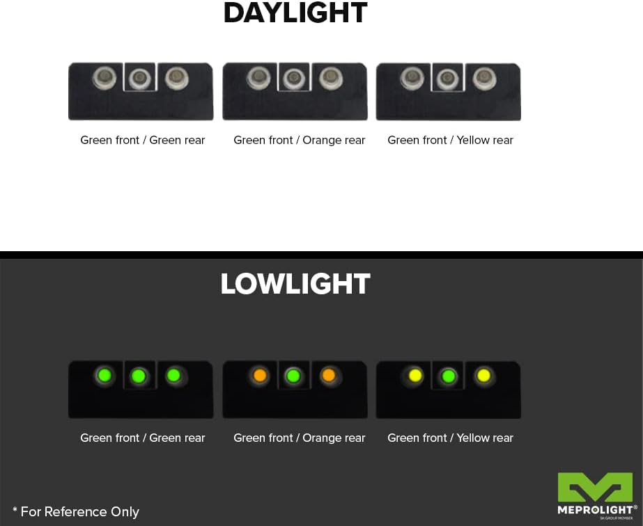 MEPRO Tru-Dot Sup Height tritium Night Sights Compatible with Glock 17 19 22-25 28 31-35 37 38 40 Orange tritium Glow on
