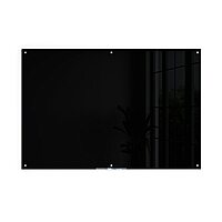 U Brands Non-Magnetic Glass Dry-Erase Board, 72in X 48in, Black Surface, Frameless, Actual Size 70in X 47in (173U00-01)