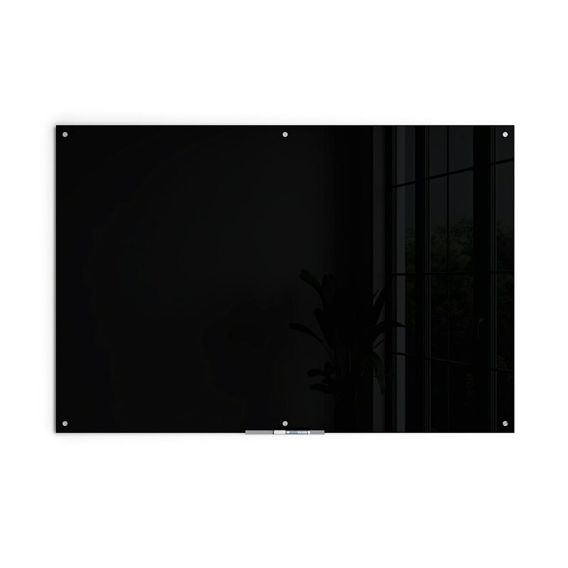 U Brands Non-Magnetic Glass Dry-Erase Board, 72in X 48in, Black Surface, Frameless, Actual Size 70in X 47in (173U00-01)
